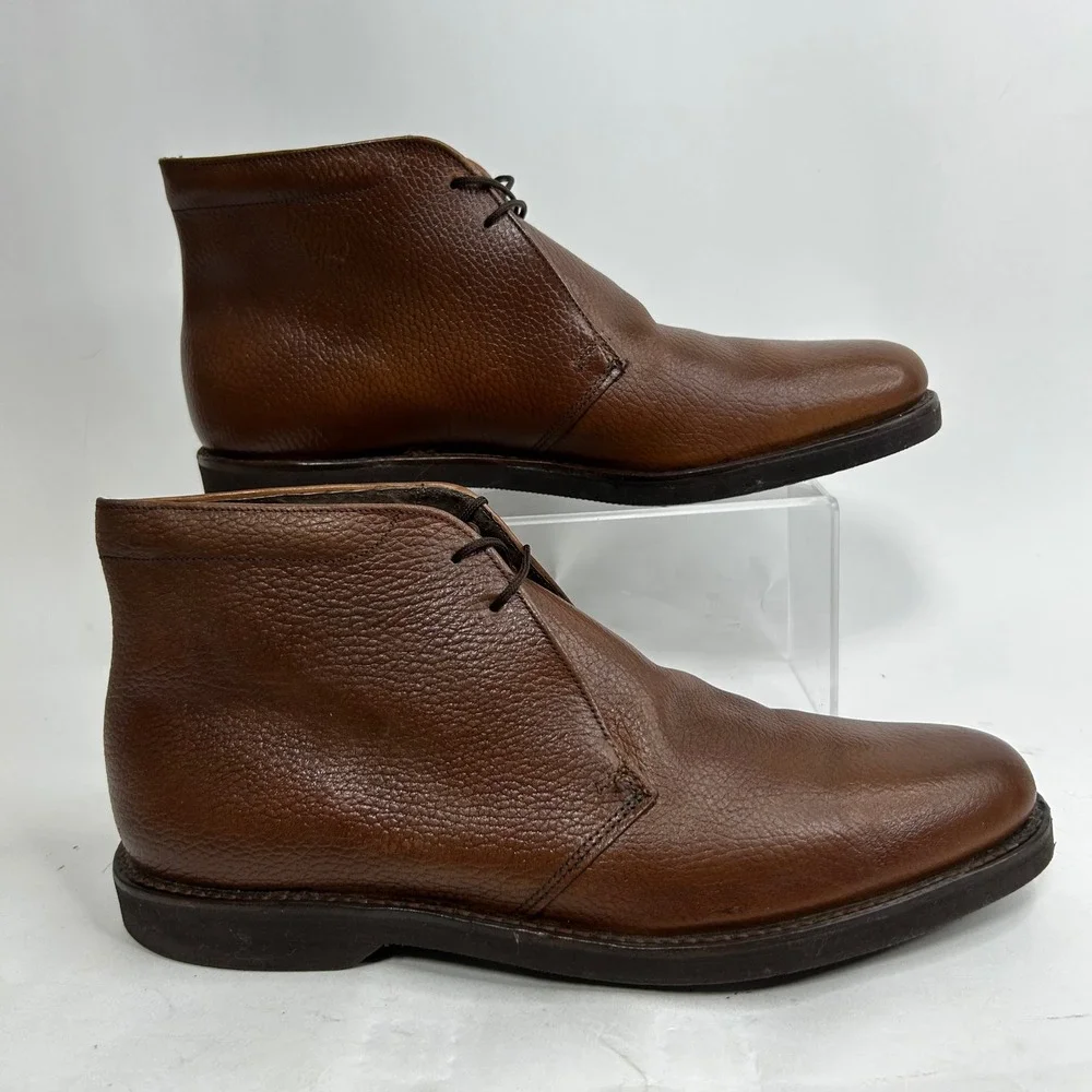 Stafford Mens Brown Pebble Grain Leather Chukka Boots Made in USA 10 D 15241